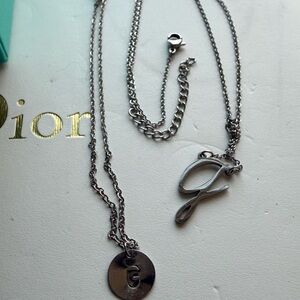 💖 Multiple jewelry lot 2 Silver G Initial Necklaces peridot pendant flower ring